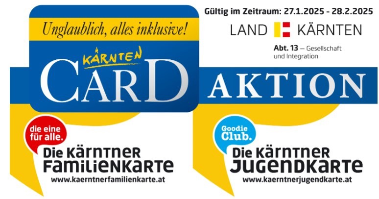 Die Sommer-Kärnten-Card gibt es mit der Kärntner Familienkarte auch 2025 zum ermäßigten Preis!